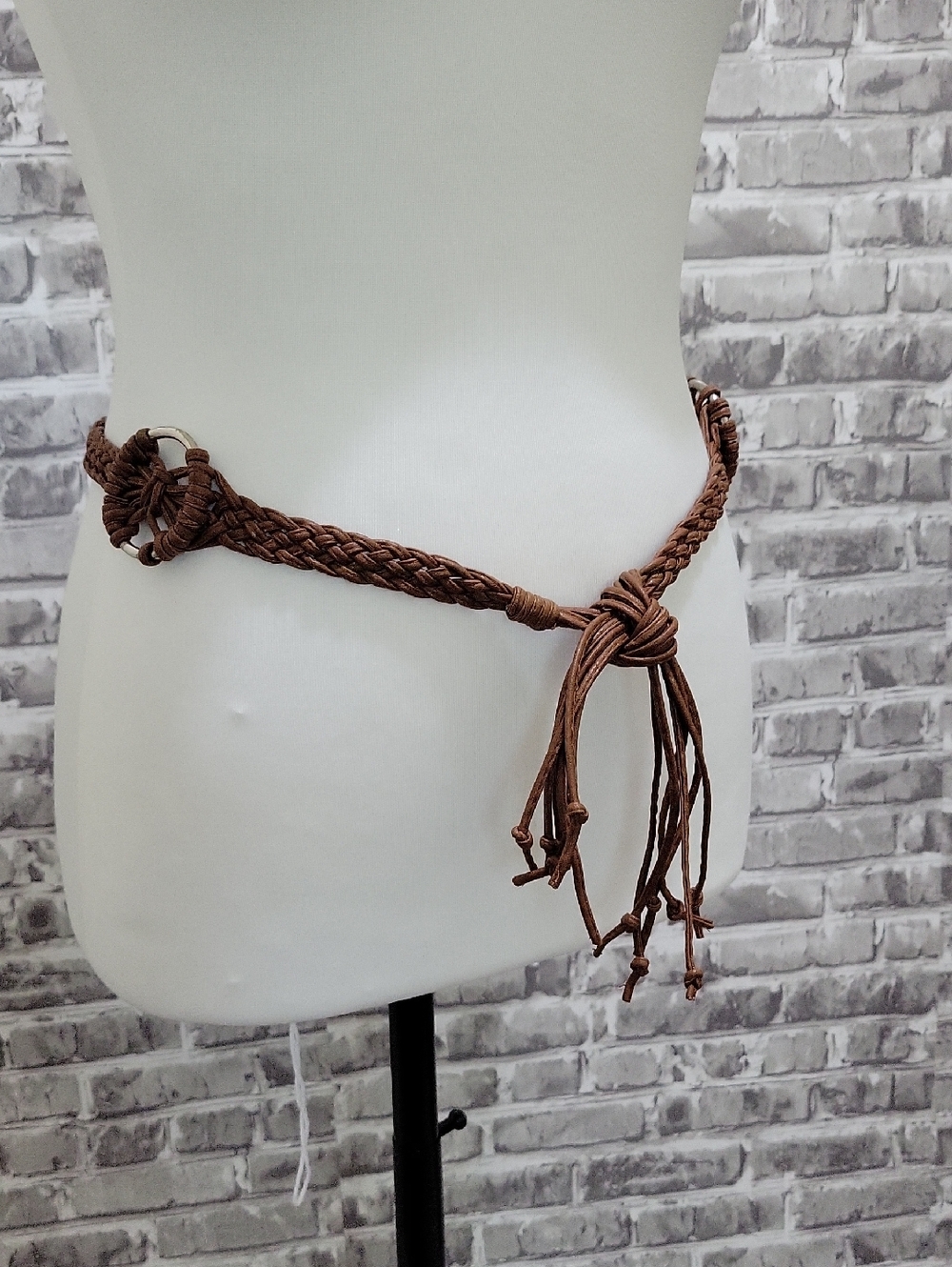 Bohemian Hand- Braided Tassel Waist Belt in Warm Brown Sz M/L